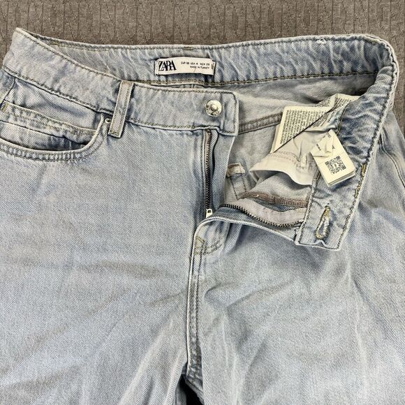 Zara Extra Baggy Wide Leg Y2K Women pants (4) faded distressed Denim Blue Jeans - Picture 10 of 13